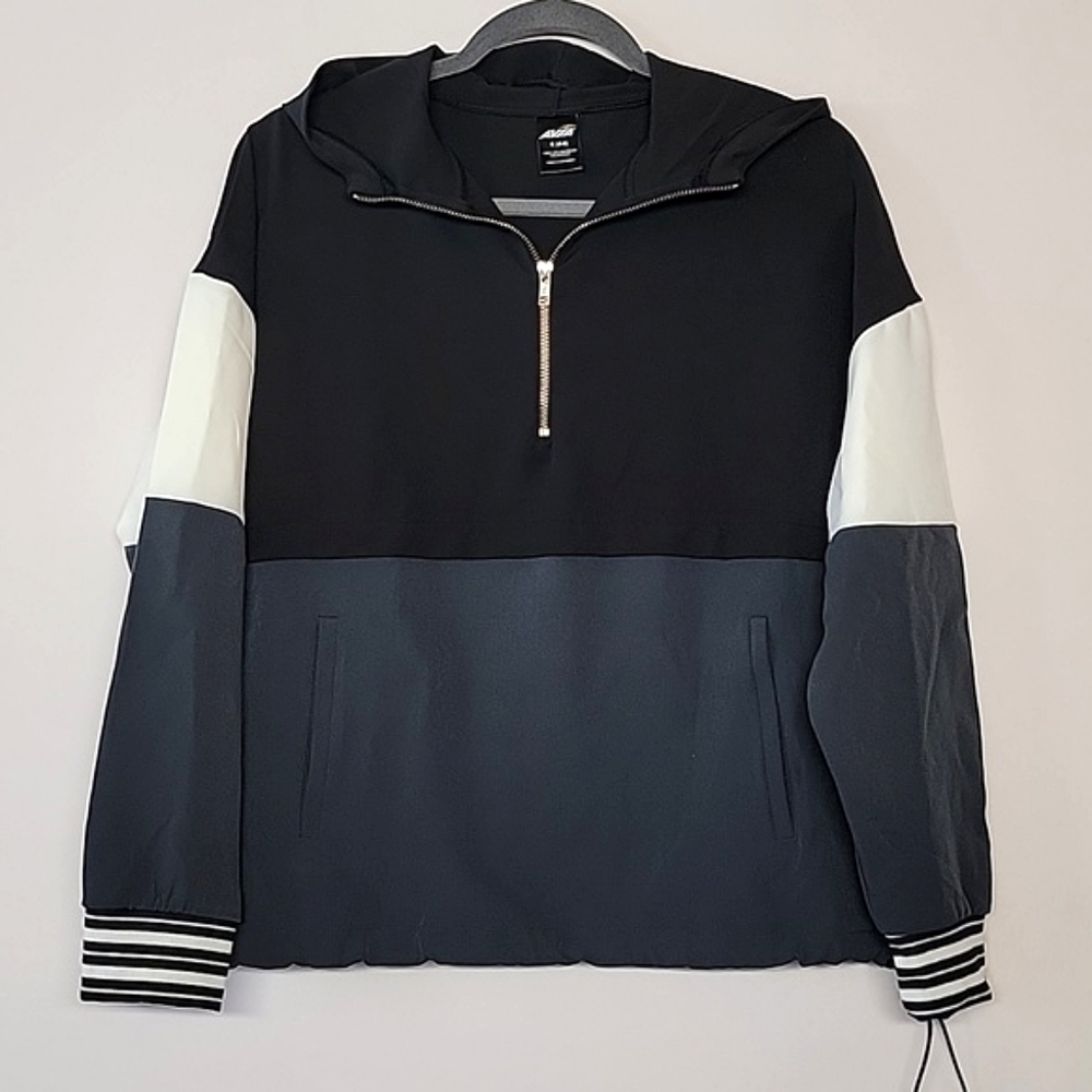 Avia Loose Fit Drawstring Pullover with Hood Black White Grey
